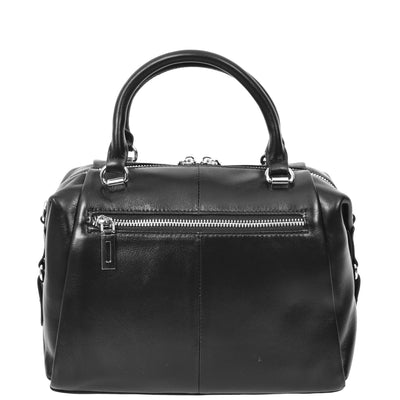 Women's Leather Small Barrel Shape Handbag Luna Black ( Min Order From 10/Pcs )