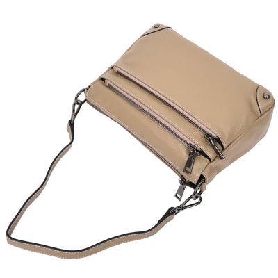 Women's Leather 2-in-1 Cross Body Shoulder Bag Olivia Beige  ( Min Order From 10/Pcs )