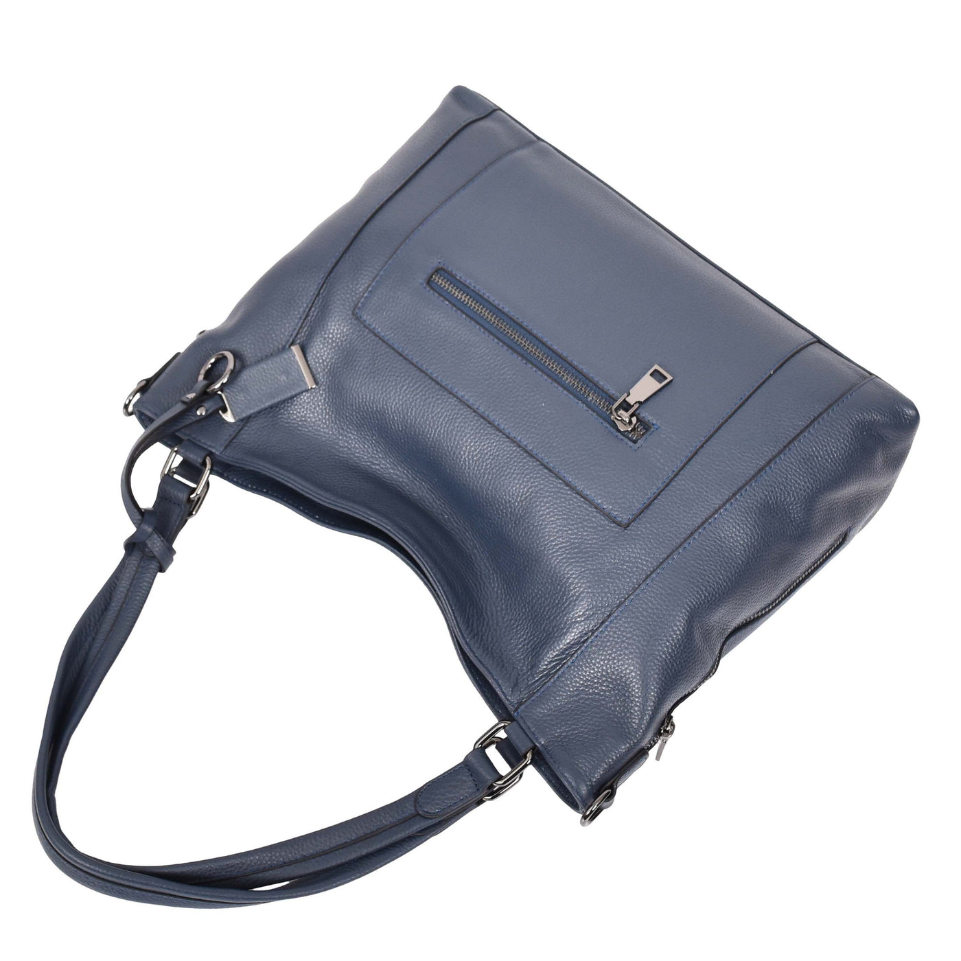 Women's Leather Tote Shoulder Handbag Evelyn Blue  ( Min Order From 10/Pcs )
