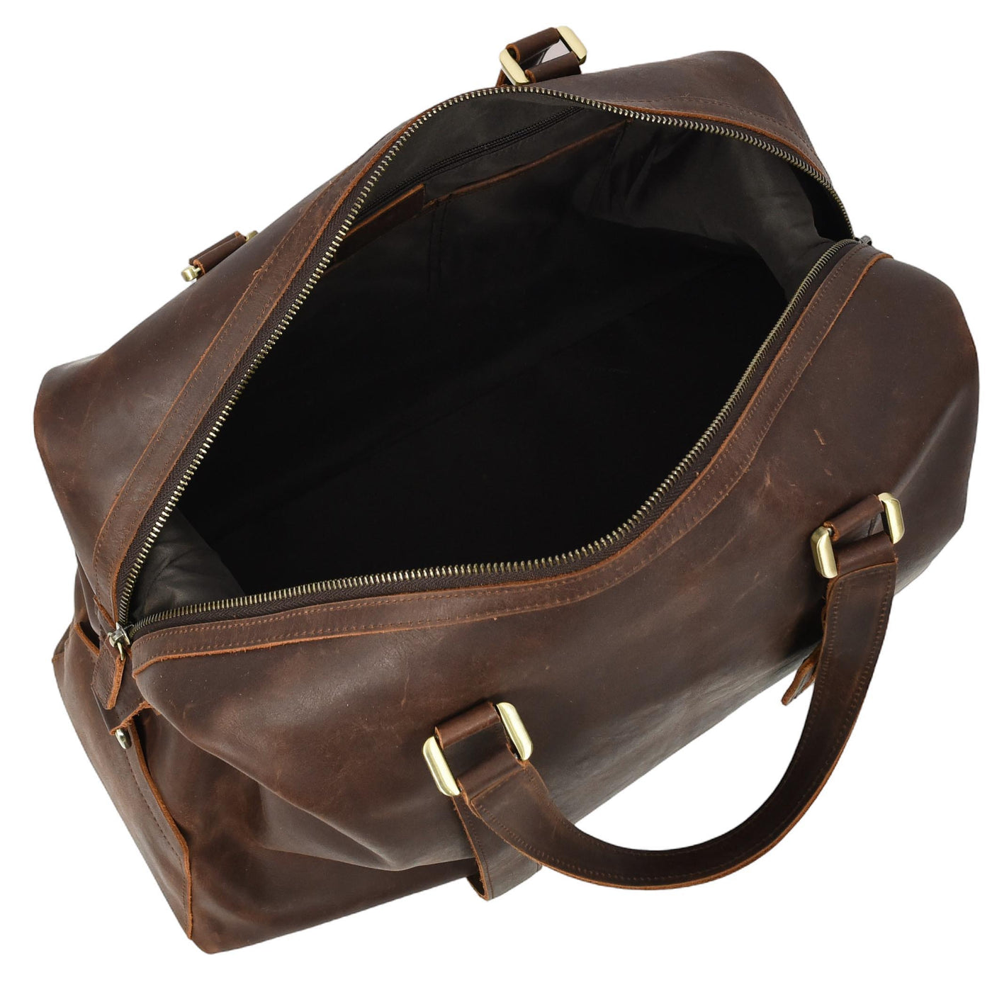 Leather Holdall Weekend Bag Aspen Brown ( Min Order From 10/Pcs )