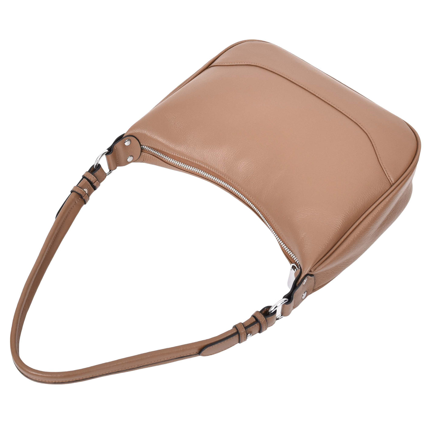 Women's Leather Hobo Style Shoulder Bag Daphne Brown ( Min Order From 10/Pcs )