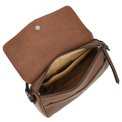 Womens Real Leather Cross Body Bag Small Organiser Classic Style Colette Brown (Min Order From 10Pcs)