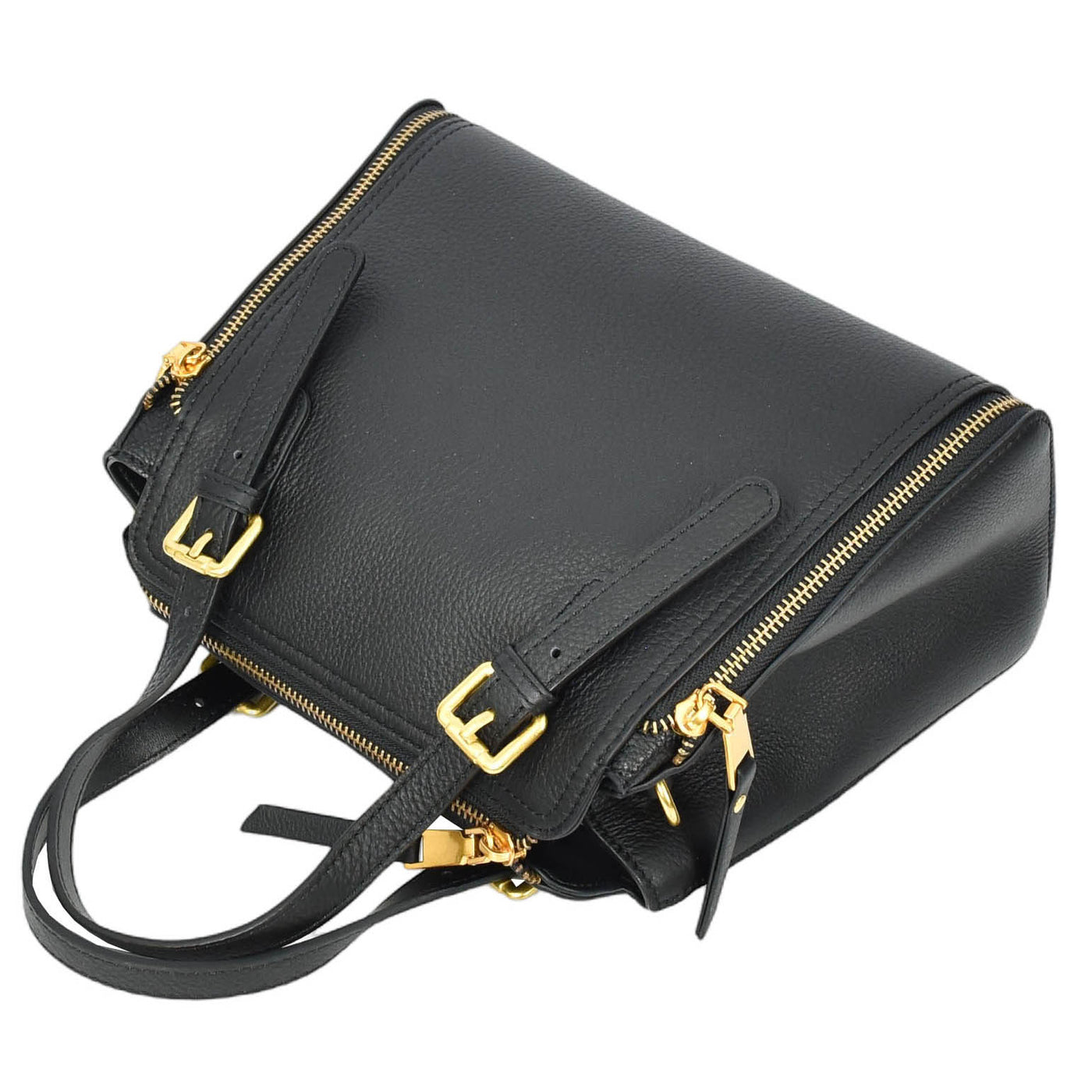Womens Real Leather Handbag Small Size Top-Handle Style Juniper Black (Min Order From 10Pcs)