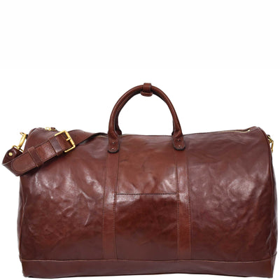 Travel Duffle Bag Genuine Vegetable Leather Large Holdall HOL712 Brown (Min Order From 10Pcs)