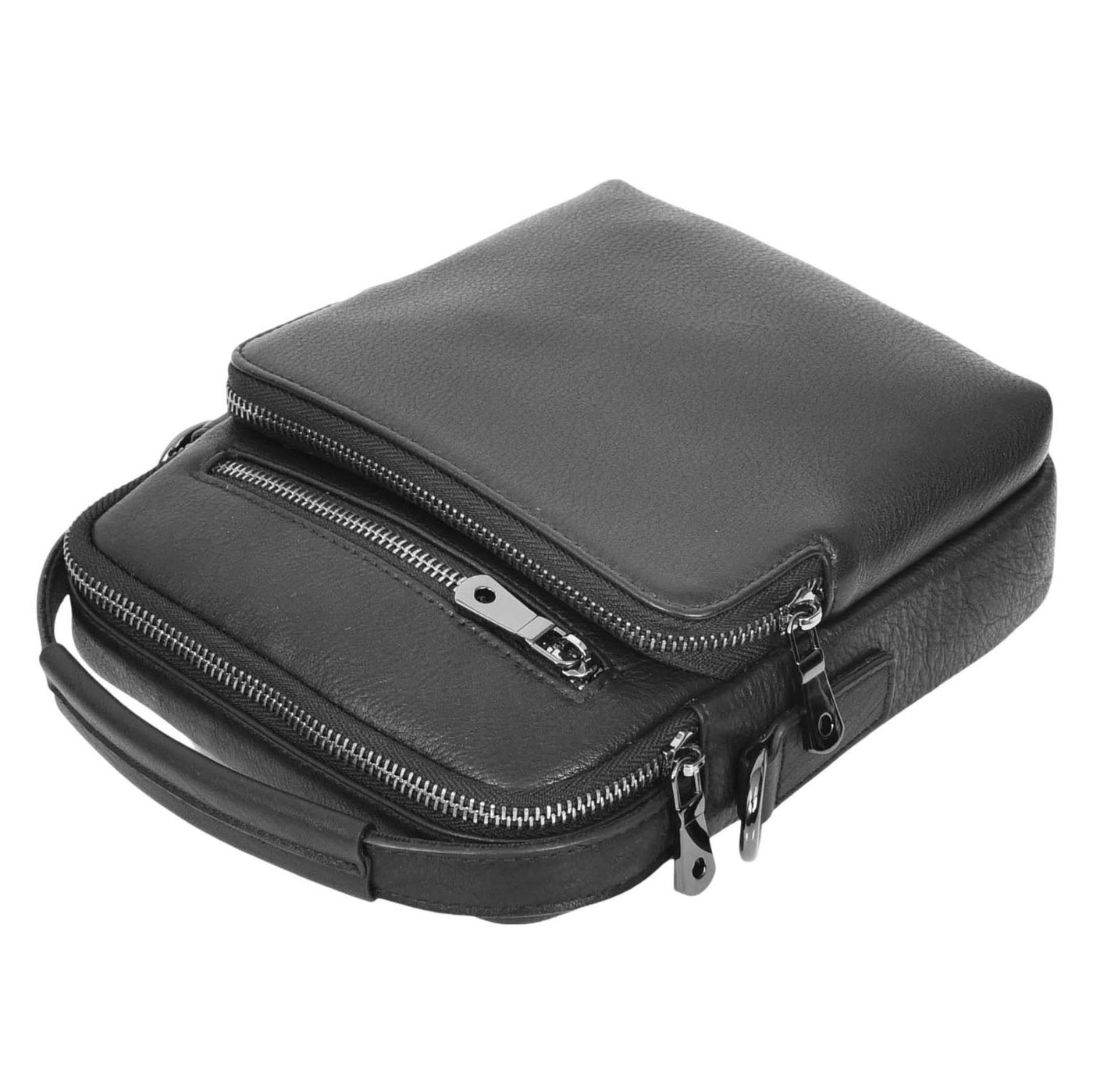 Mens Leather Small Cross Body Bag Lincoln Black ( Min Order From 10/Pce )