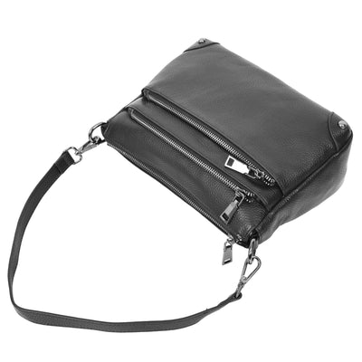 Women's Leather 2-in-1 Cross Body Shoulder Bag Olivia Black ( Min Order From 10/Pcs )