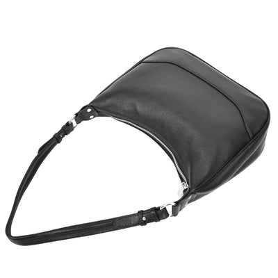 Women's Leather Hobo Style Shoulder Bag Daphne Black ( Min Order From 10/Pcs )