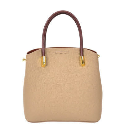 Women's Leather Top Handle Bag Ella Beige ( Min Order From 10/Pcs )