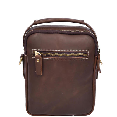 Mens Leather Small Cross Body Flight Bag Hudson BROWN HUNTER (Min Order From 10Pcs)