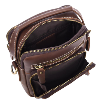 Mens Real Leather Cross Body Bag Small Organiser Travel Pouch Jett Brown Hunter ( Min Order From 10/Pcs )