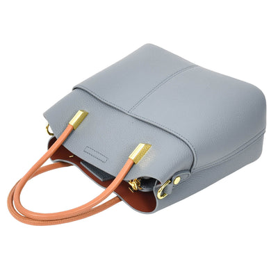 Women's Leather Top Handle Bag Ella Sky Blue ( Min Order From 10/Pcs )