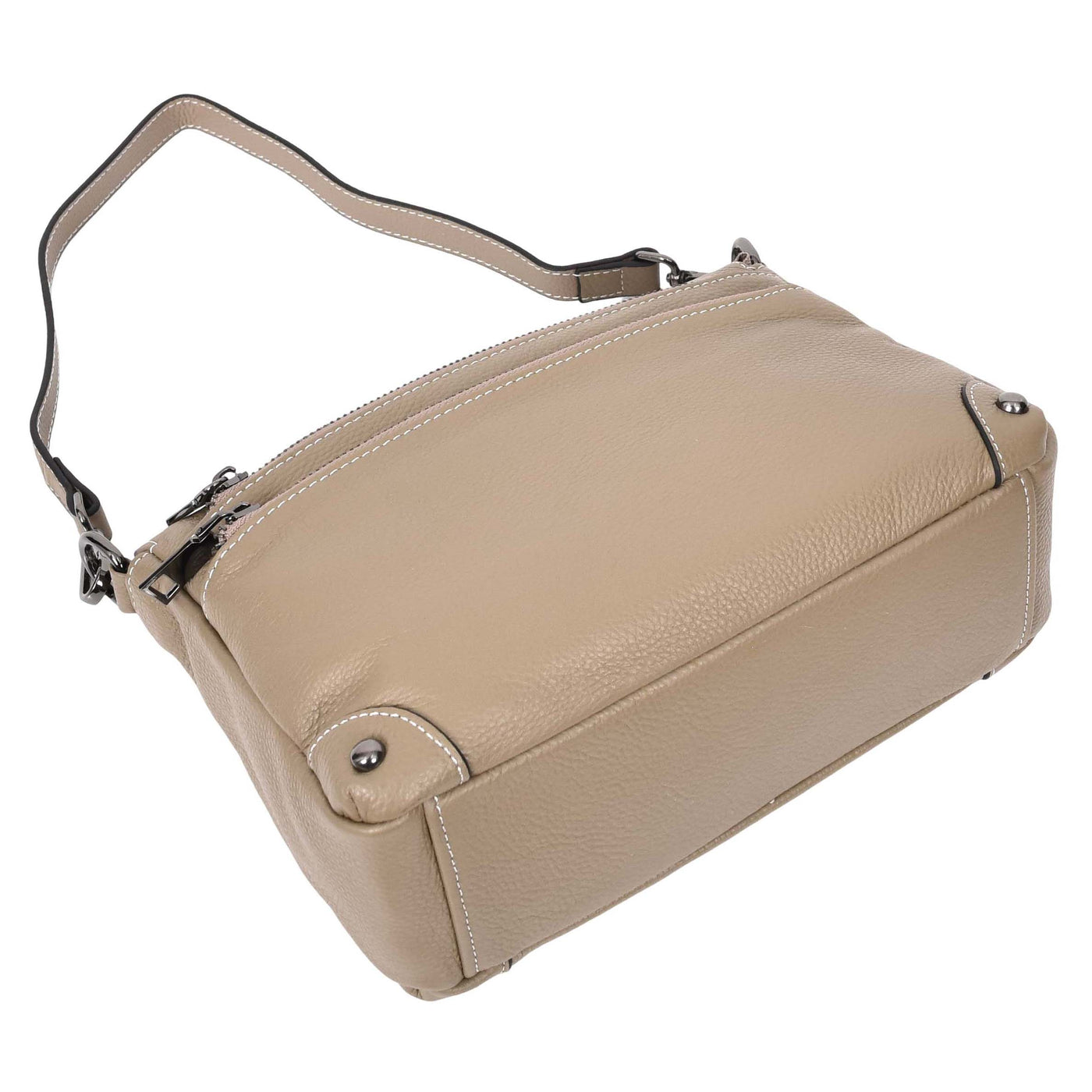 Women's Leather 2-in-1 Cross Body Shoulder Bag Olivia Beige  ( Min Order From 10/Pcs )