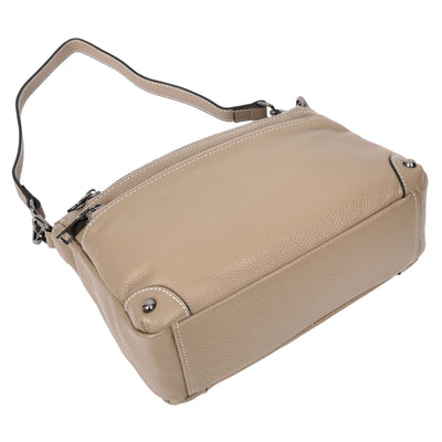 Women's Leather 2-in-1 Cross Body Shoulder Bag Olivia Beige  ( Min Order From 10/Pcs )