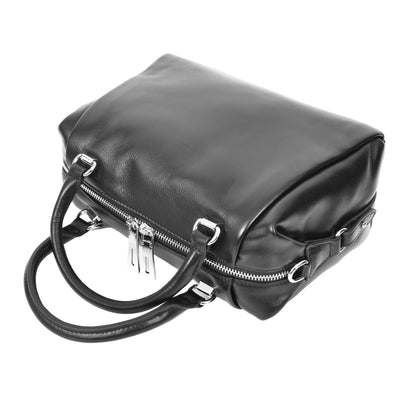 Women's Leather Small Barrel Shape Handbag Luna Black ( Min Order From 10/Pcs )