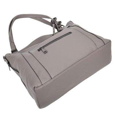 Women's Leather Tote Shoulder Handbag Evelyn Grey ( Min Order From 10/Pcs )