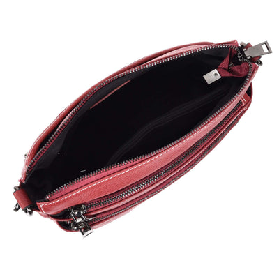 Women's Leather 2-in-1 Cross Body Shoulder Bag Olivia Red  ( Min Order From 10/Pcs )