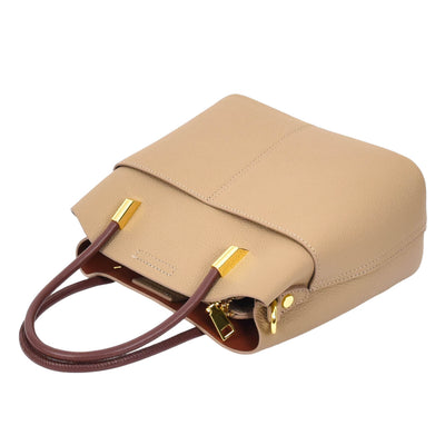 Women's Leather Top Handle Bag Ella Beige ( Min Order From 10/Pcs )
