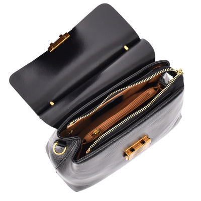 Womens Real Leather Small Handbag Gabriella Black (Min Order From 10Pcs)
