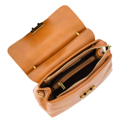 Womens Real Leather Small Handbag Gabriella Tan (Min Order From 10Pcs)