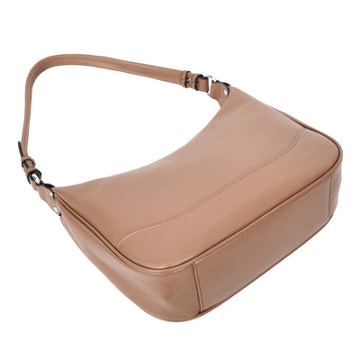 Women's Leather Hobo Style Shoulder Bag Daphne Brown ( Min Order From 10/Pcs )