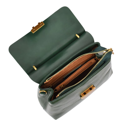 Womens Real Leather Small Handbag Gabriella Green (Min Order From 10Pcs)