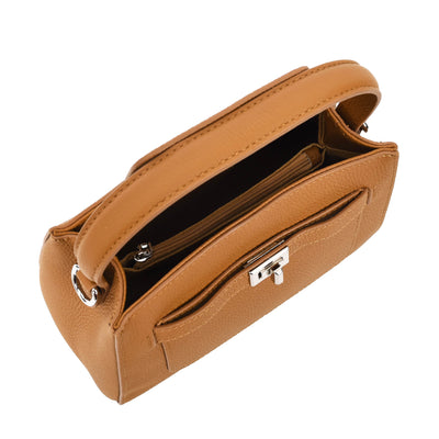 Women's Leather Top Handle Small Bag Lydia Tan ( Min Order From 10/Pcs )