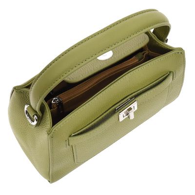 Women's Leather Top Handle Small Bag Lydia  Olive  ( Min Order From 10/Pcs )