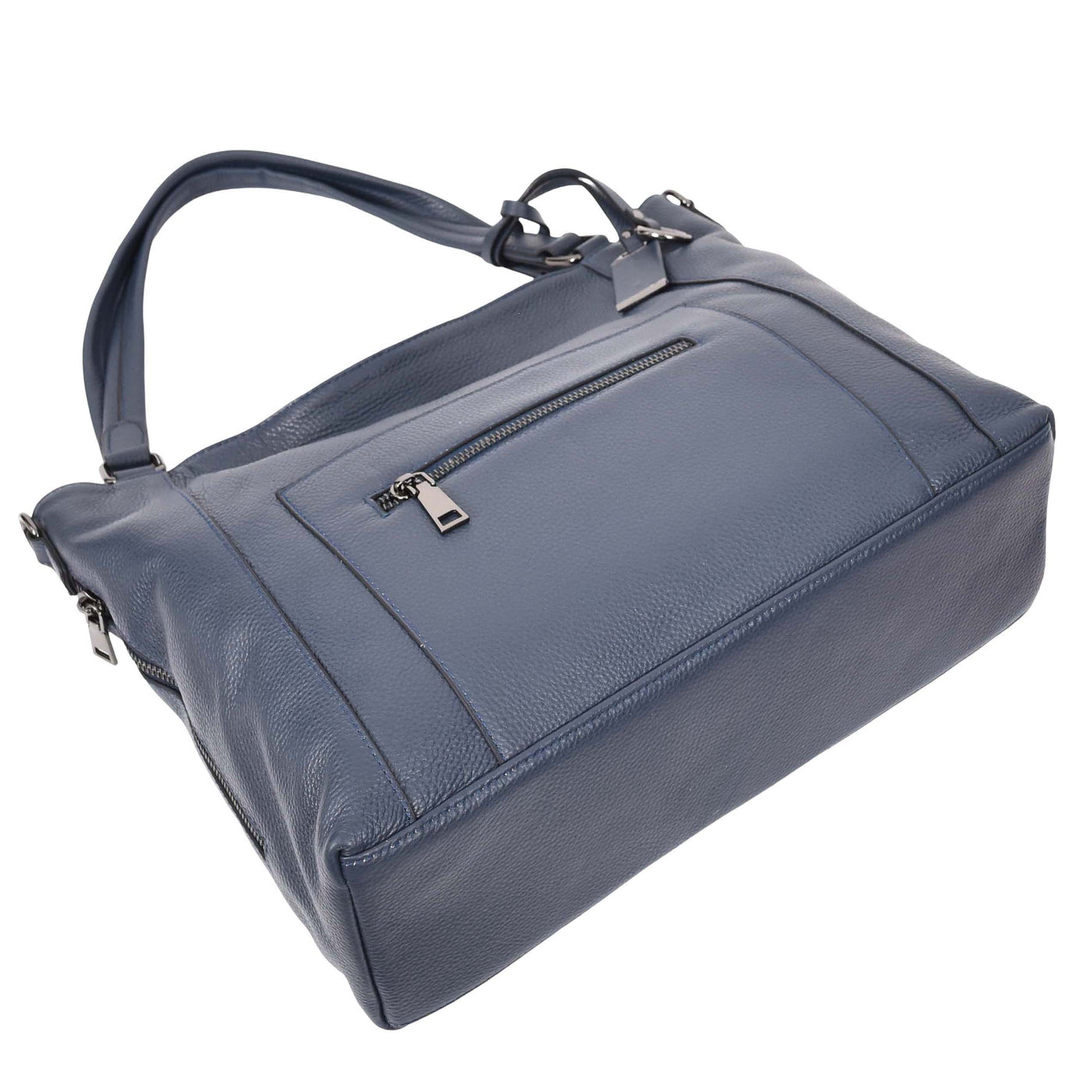 Women's Leather Tote Shoulder Handbag Evelyn Blue  ( Min Order From 10/Pcs )