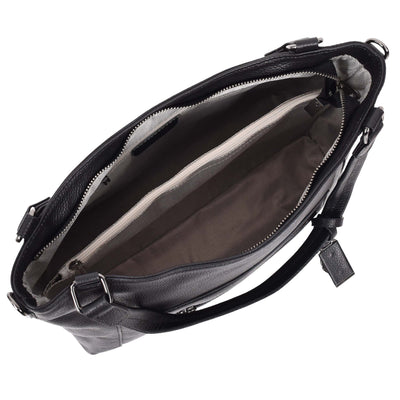 Women's Leather Tote Shoulder Handbag Evelyn Black ( Min Order From 10/Pcs )