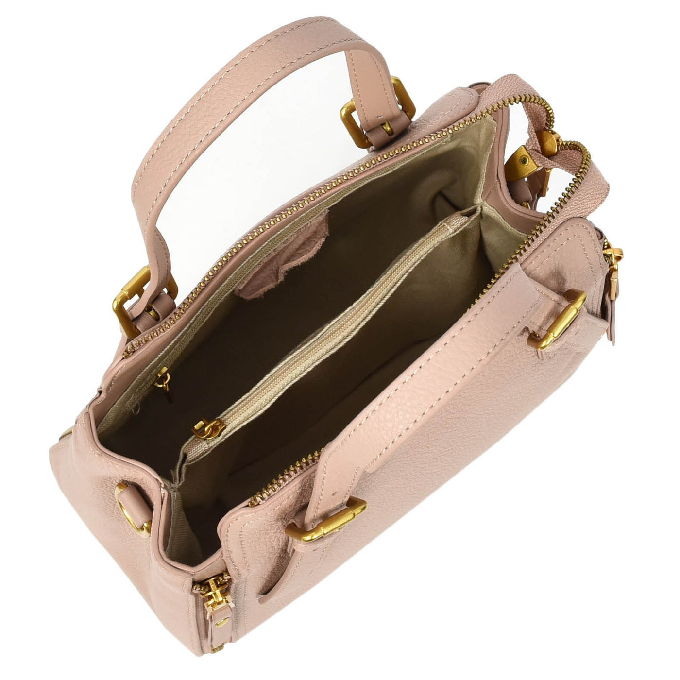 Womens Real Leather Handbag Small Size Top-Handle Style Juniper Pink (Min Order From 10Pcs)