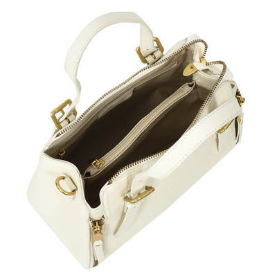 Womens Real Leather Handbag Small Size Top-Handle Style Juniper White (Min Order From 10Pcs)