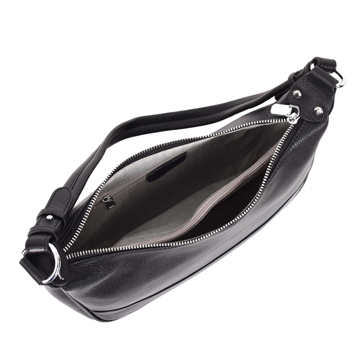 Women's Leather Hobo Style Shoulder Bag Daphne Black ( Min Order From 10/Pcs )