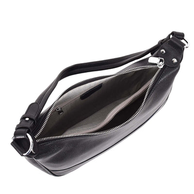 Women's Leather Hobo Style Shoulder Bag Daphne Black ( Min Order From 10/Pcs )