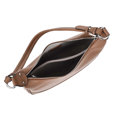 Women's Leather Hobo Style Shoulder Bag Daphne Brown ( Min Order From 10/Pcs )