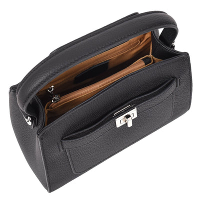 Women's Leather Top Handle Small Bag Lydia Black ( Min Order From 10/Pcs )