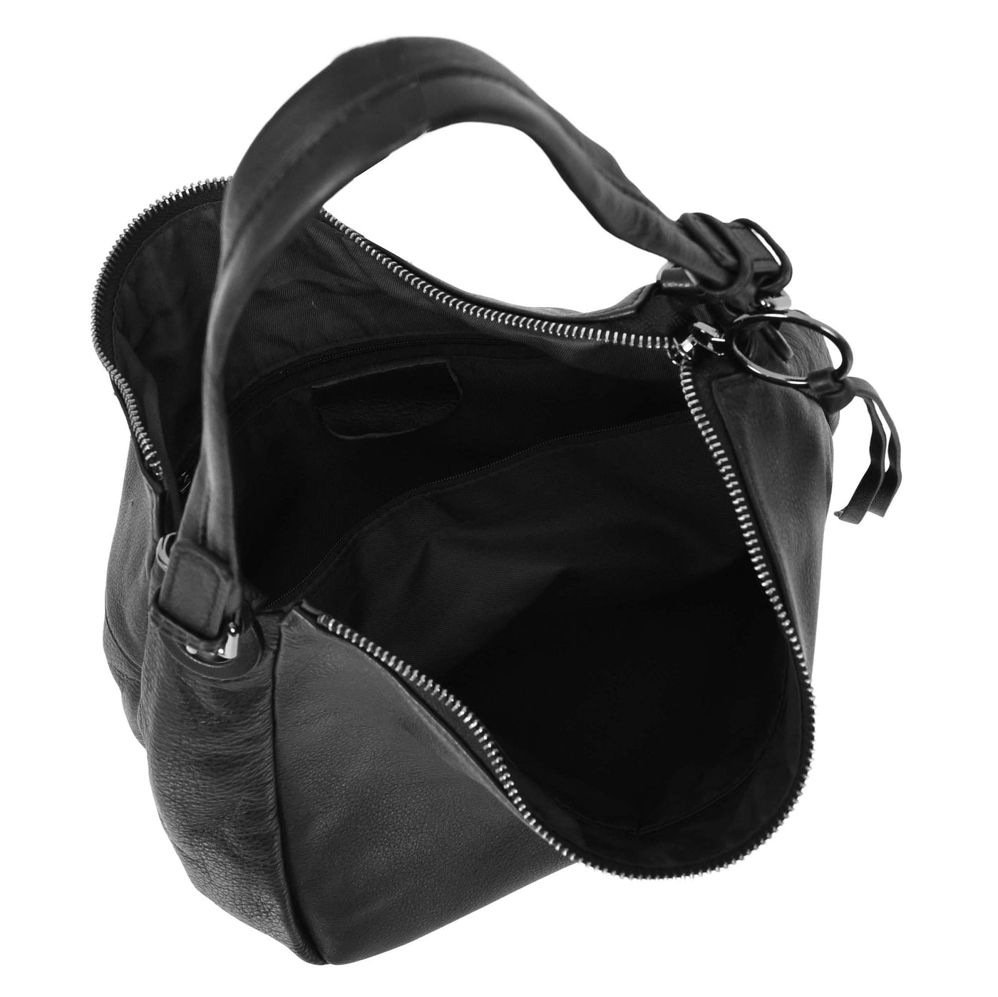 Women's Real Leather Hobo Style Handbag Diana Black ( Min Order From 10/Pcs )