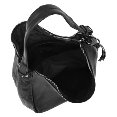 Women's Real Leather Hobo Style Handbag Diana Black ( Min Order From 10/Pcs )