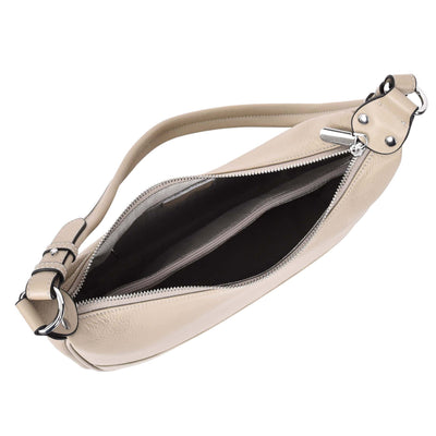 Women's Leather Hobo Style Shoulder Bag Daphne Taupe ( Min Order From 10/Pcs )