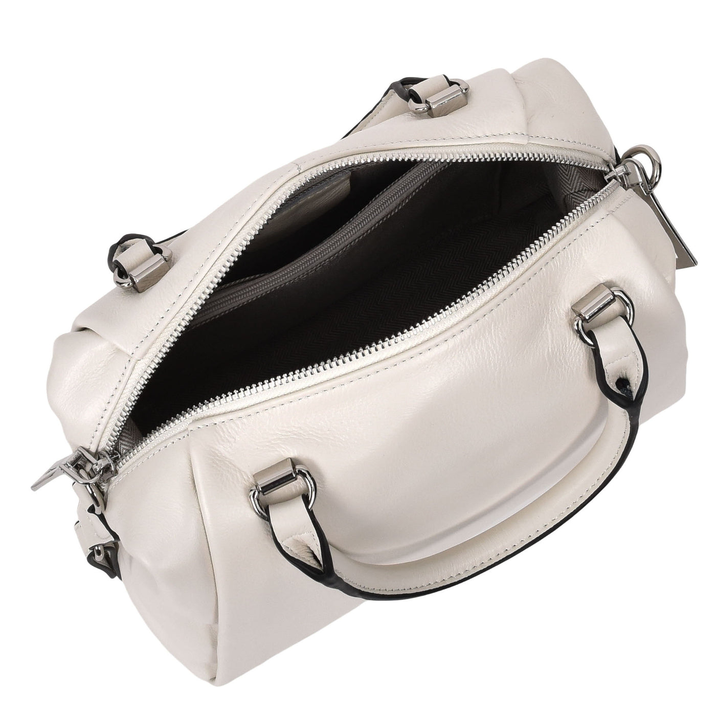 Women's Leather Small Barrel Shape Handbag Luna Gray ( Min Order From 10/Pcs )