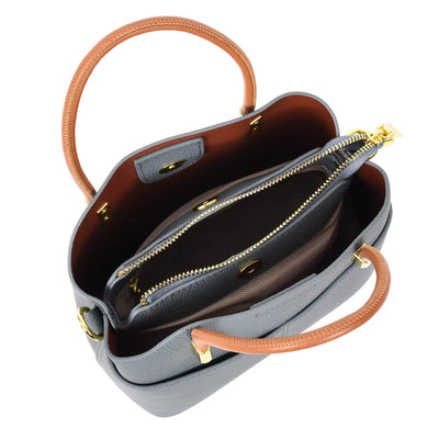 Women's Leather Top Handle Bag Ella Sky Blue ( Min Order From 10/Pcs )