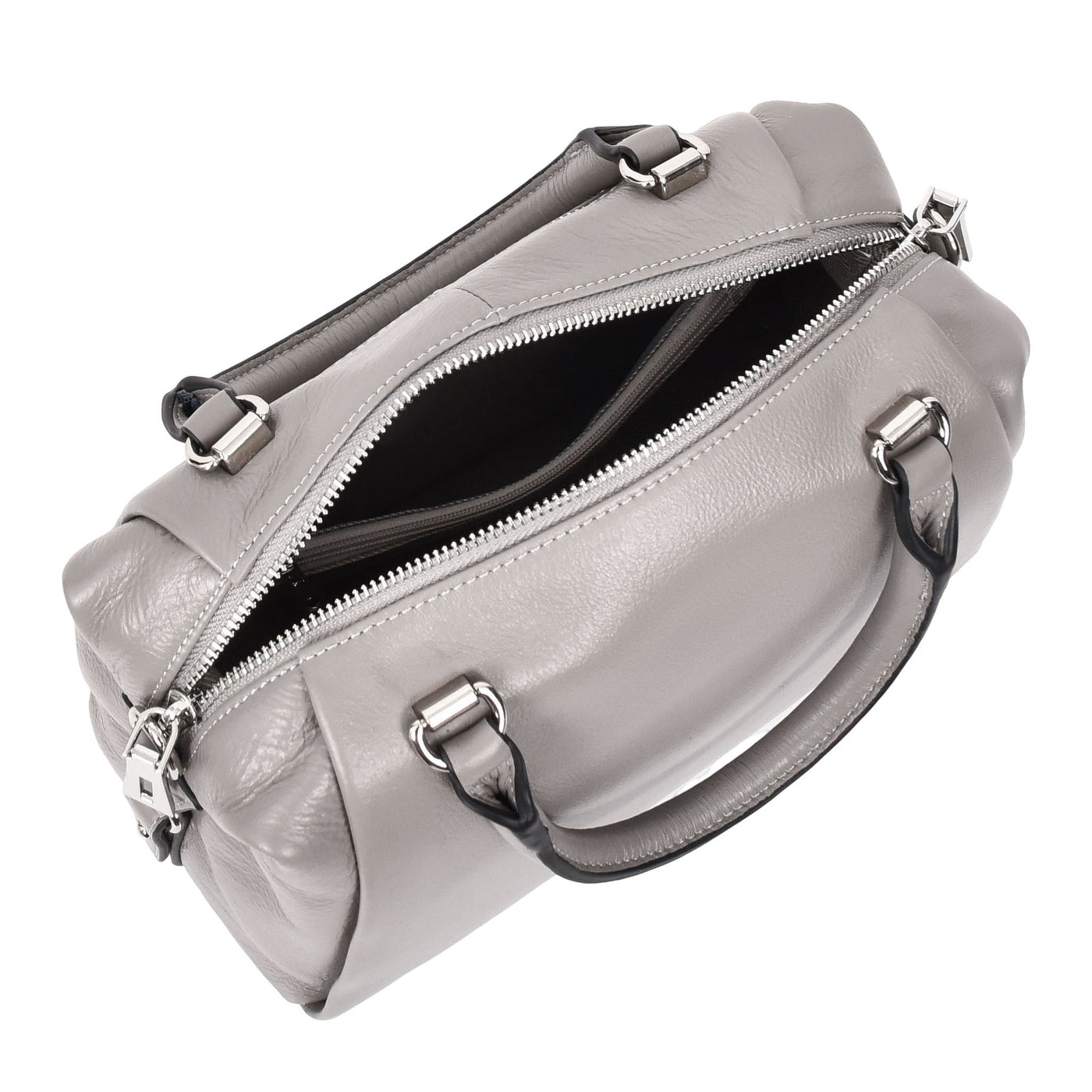 Women's Leather Small Barrel Shape Handbag Luna Gray ( Min Order From 10/Pcs )