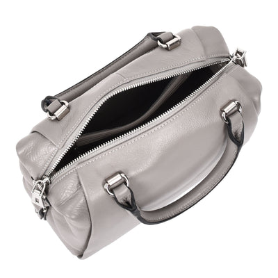 Women's Leather Small Barrel Shape Handbag Luna Gray ( Min Order From 10/Pcs )