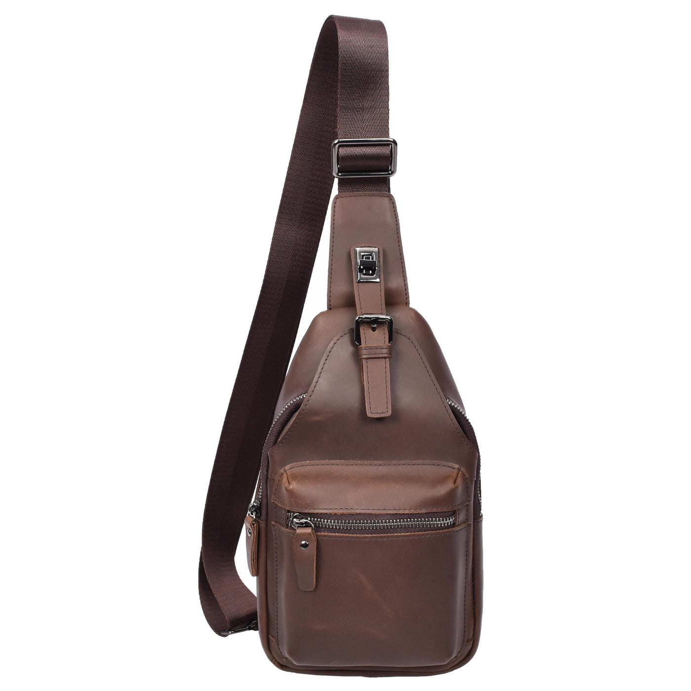 Real Leather Cross Body Chest Bag Phoenix Rusty Brown (Min Order From 10Pcs)
