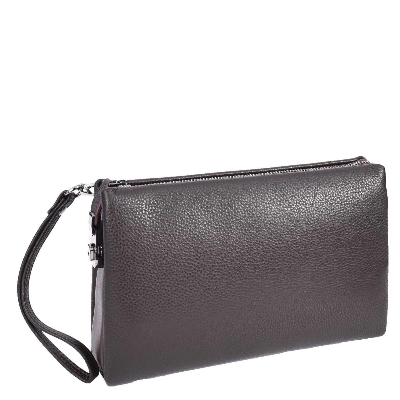 Real Leather Lockable Wrist Bag Thames Brown ( Min Order From 10/Pcs )