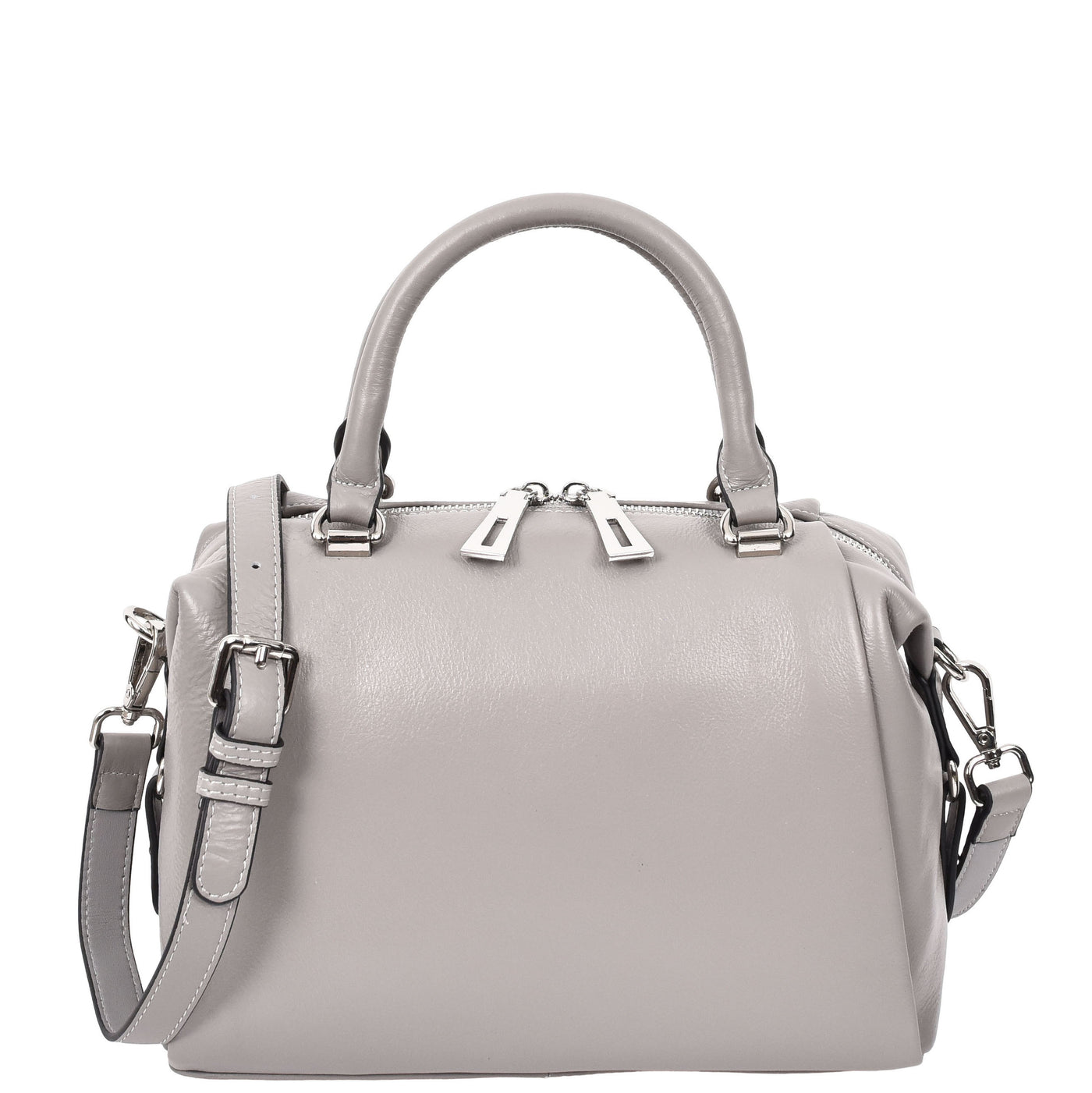 Women's Leather Small Barrel Shape Handbag Luna Gray ( Min Order From 10/Pcs )