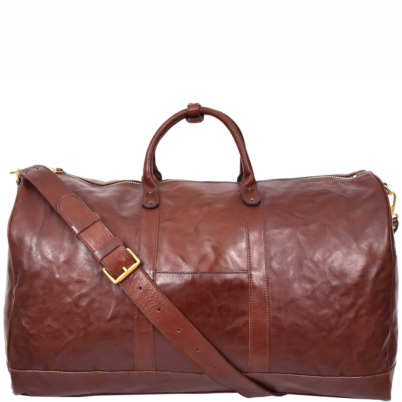 Travel Duffle Bag Genuine Vegetable Leather Large Holdall HOL712 Brown (Min Order From 10Pcs)