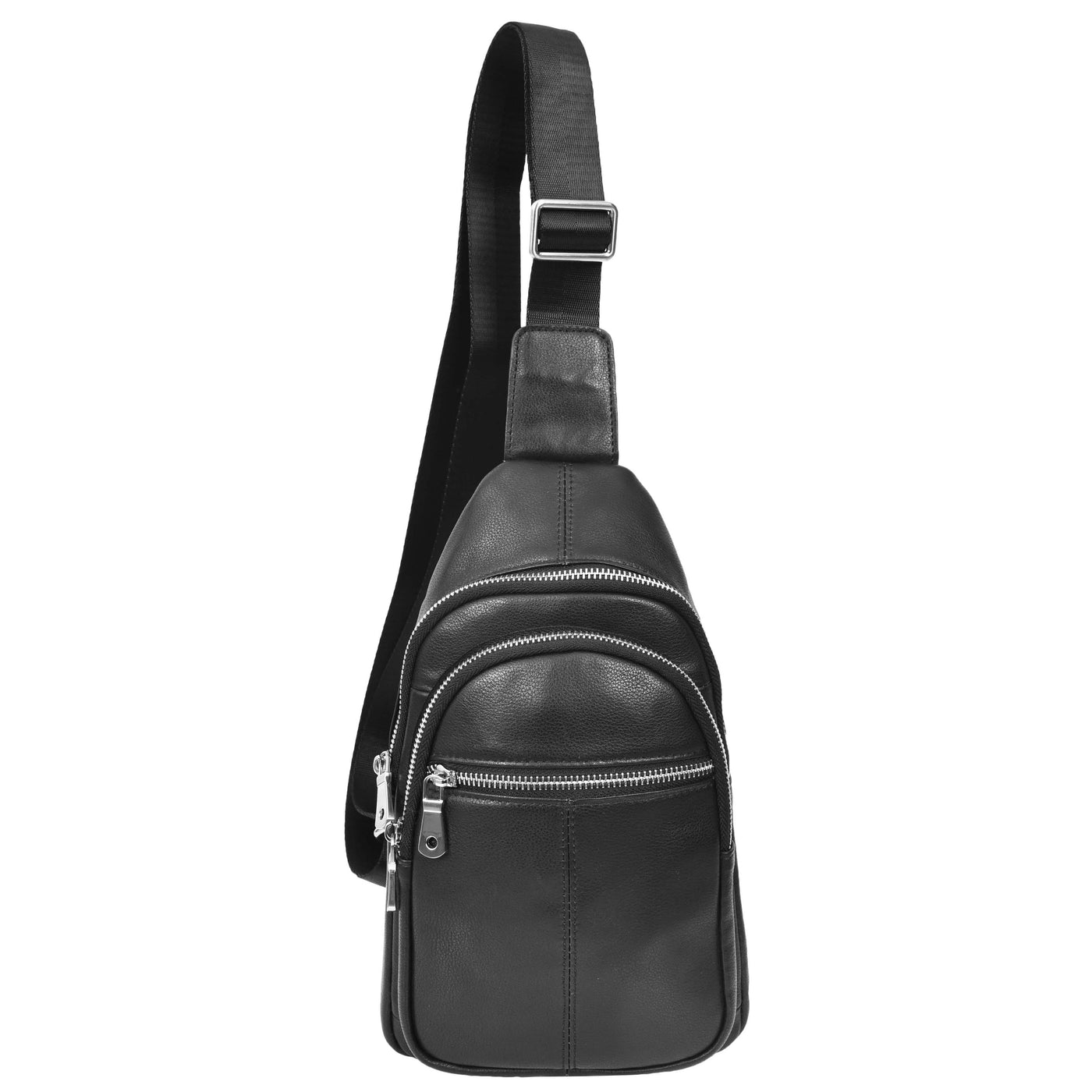 Real Leather Cross Body Chest Bag Emerson Black (Min Order From 10/Pcs)