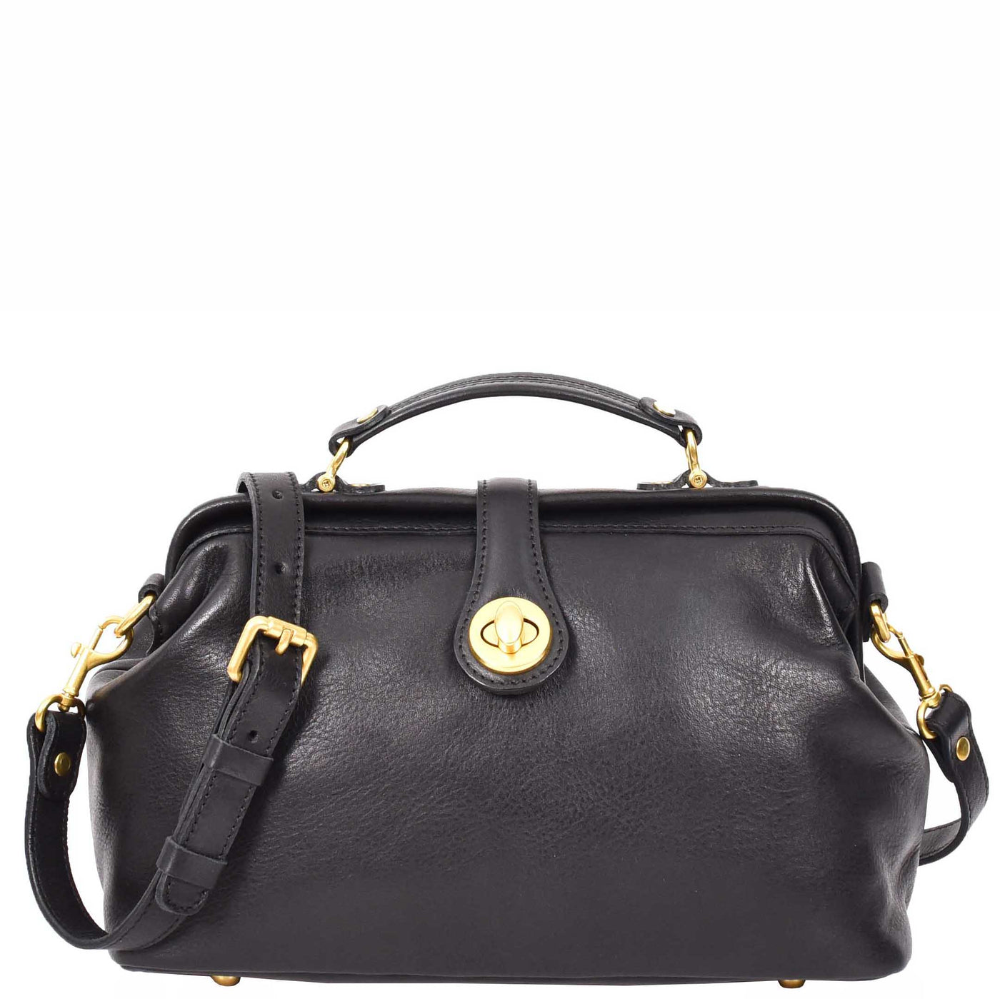 Women's Real Leather Bag Doctor Handbag HOL848 Black (Min Order From 10/Pcs)
