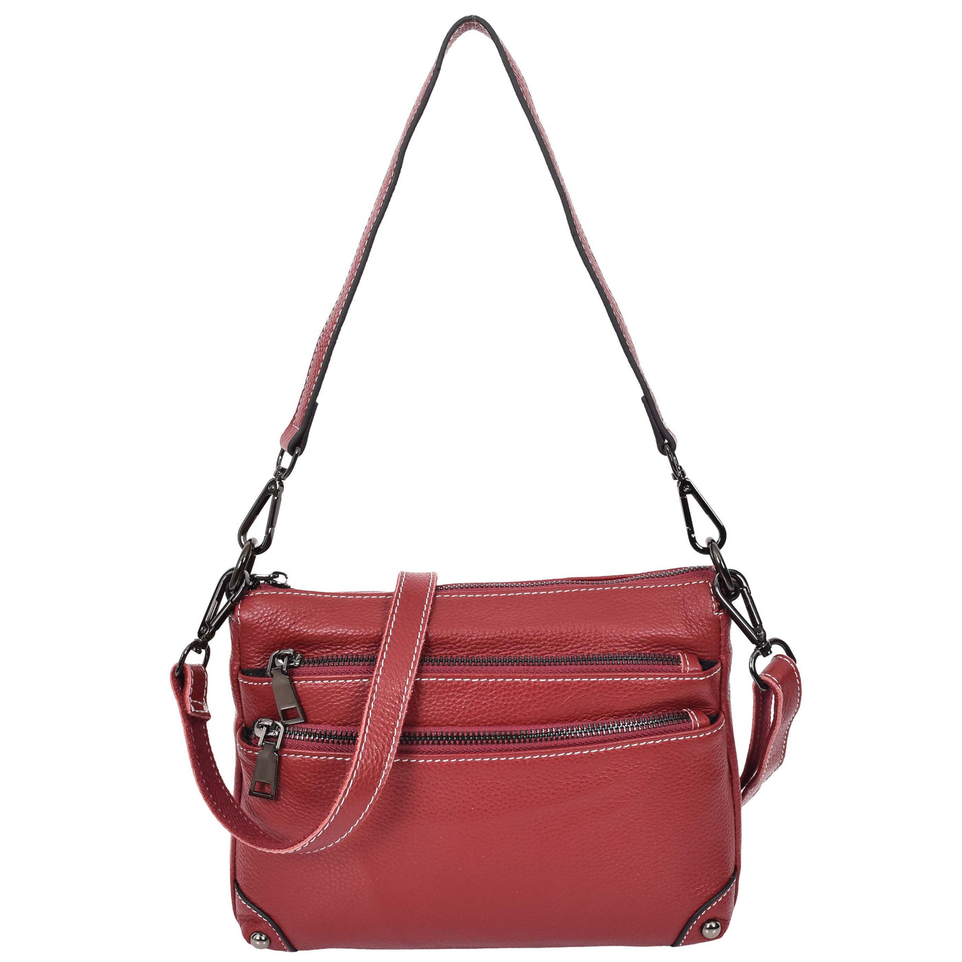 Women's Leather 2-in-1 Cross Body Shoulder Bag Olivia Red  ( Min Order From 10/Pcs )