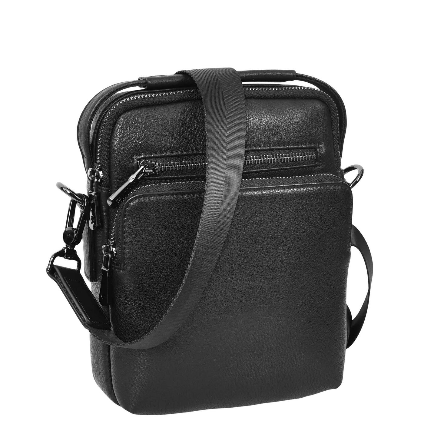 Mens Leather Small Cross Body Bag Lincoln Black ( Min Order From 10/Pce )